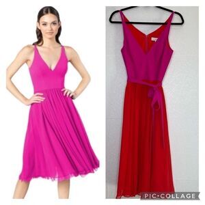 DRESS the Population Alicia Color block Fit and Flare Party Dress S